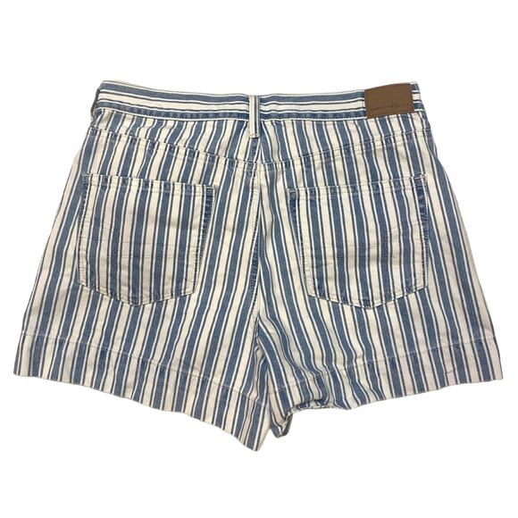 American Eagle Mom Shorts Womens Size 6 Blue Stripe Denim High Waist Hipster - Picture 2 of 8